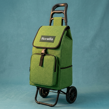 Shopping trolley front zipper pocket and side storage detail