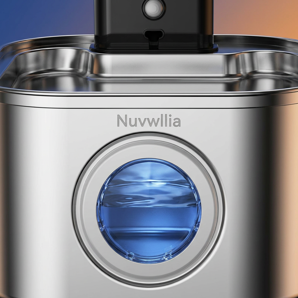 Round front water viewing window and Nuvwllia branding