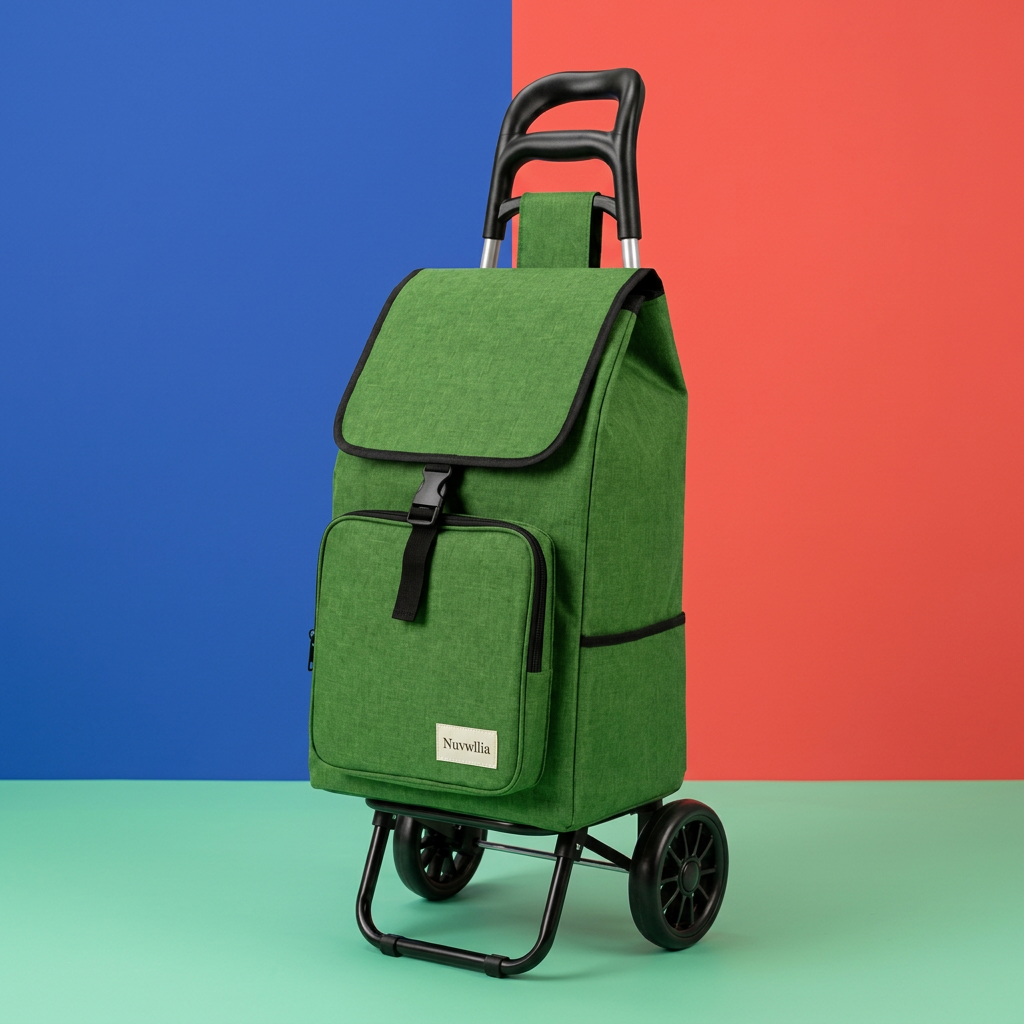 Nuvwllia shopping trolley on a colorful studio display