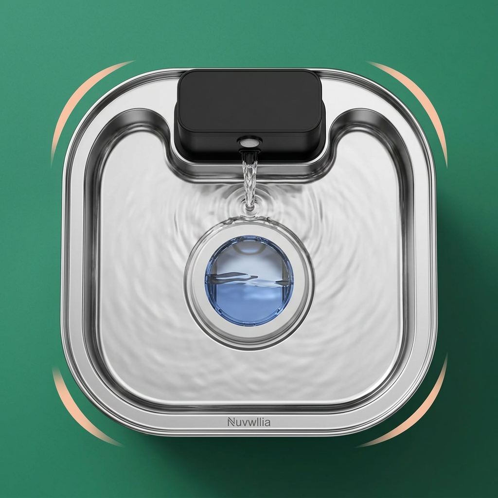 Overhead view of the open drinking tray and rear spout